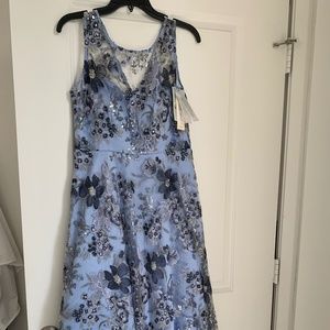 Blue cocktail dress hi-low hem